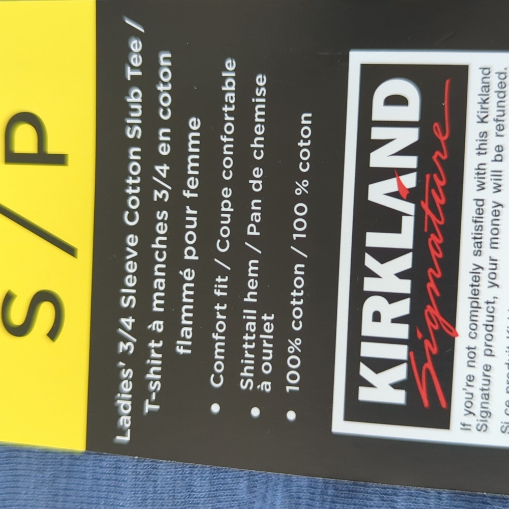 S: Kirkland signature 3/4 sleeve cotton slub t-shirt ladies - Picture 4 of 7